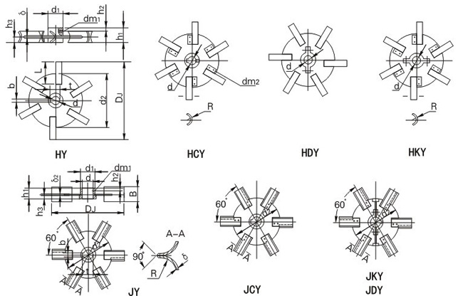 圆盘涡轮式搅拌器主要尺寸